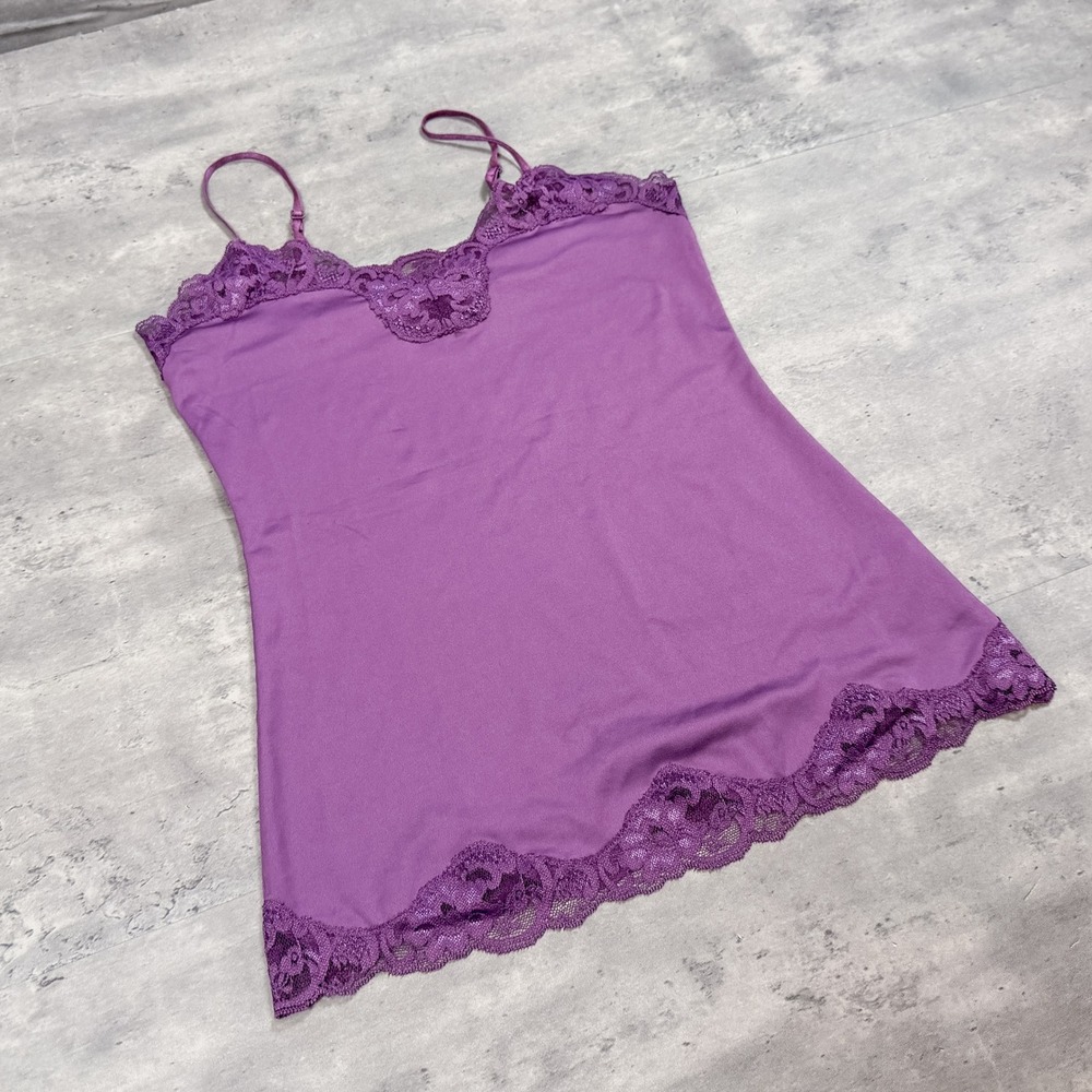 Vintage VTG Rickies Purple Lace Trim Cami Purple Tank Top